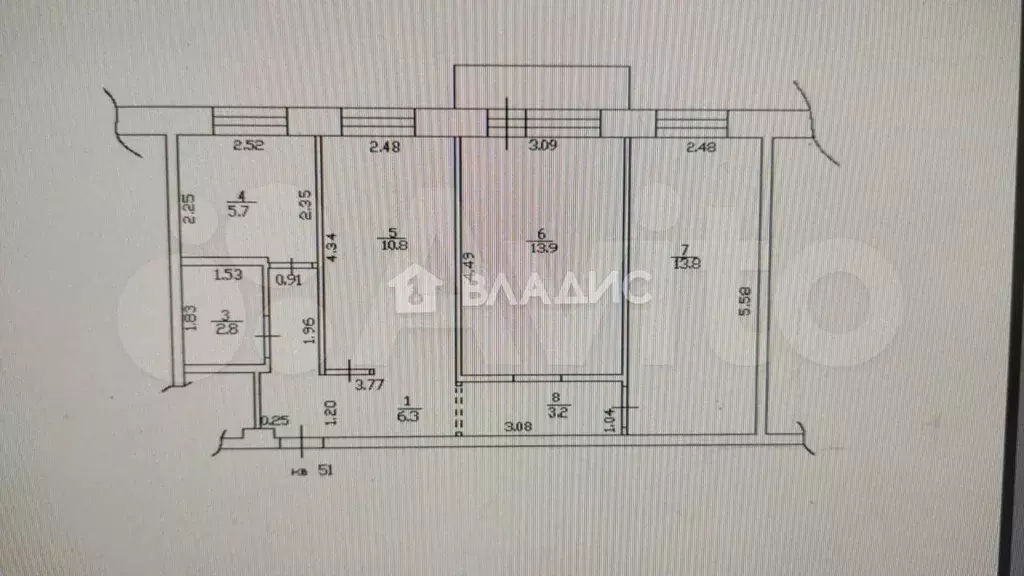 3-к. квартира, 59 м, 4/5 эт. - Фото 0
