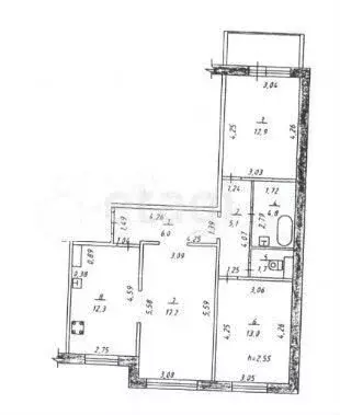 3-к. квартира, 73 м, 2/10 эт. - Фото 0