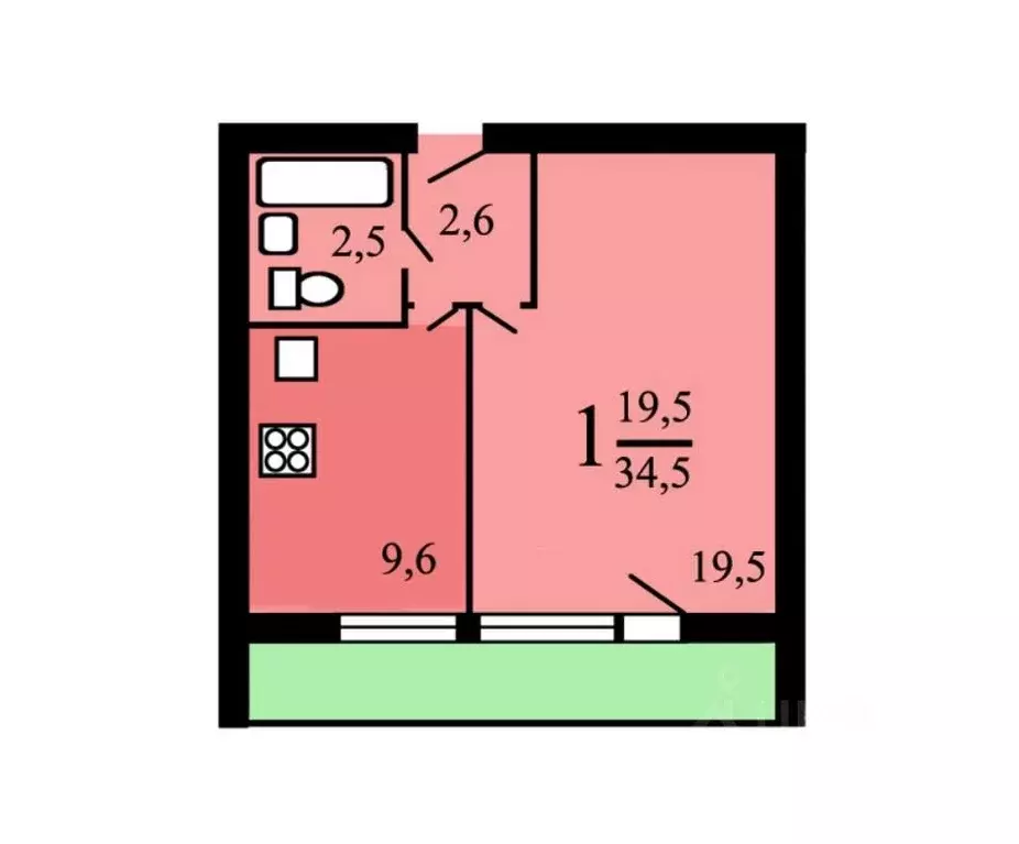 1-к кв. Москва Флотская ул., 36 (34.5 м) - Фото 2
