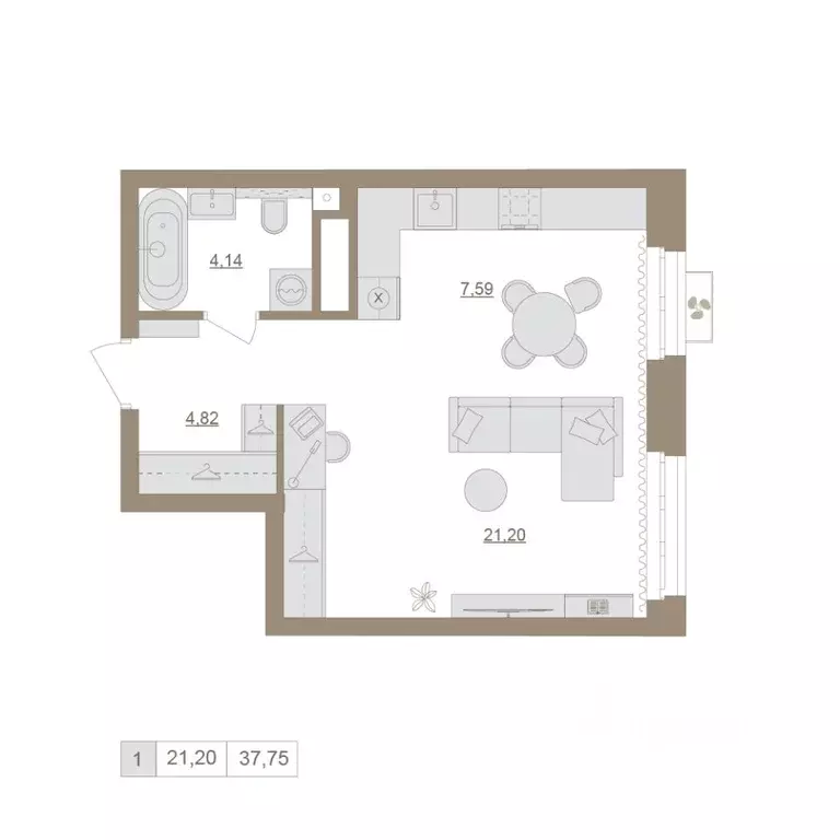 1-к кв. Башкортостан, Уфа бул. Яркий (37.75 м) - Фото 1