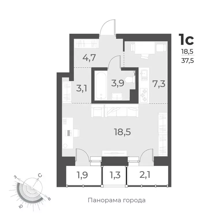 1-комнатная квартира: Новосибирск, улица Аэропорт, 62 (37.5 м) - Фото 0