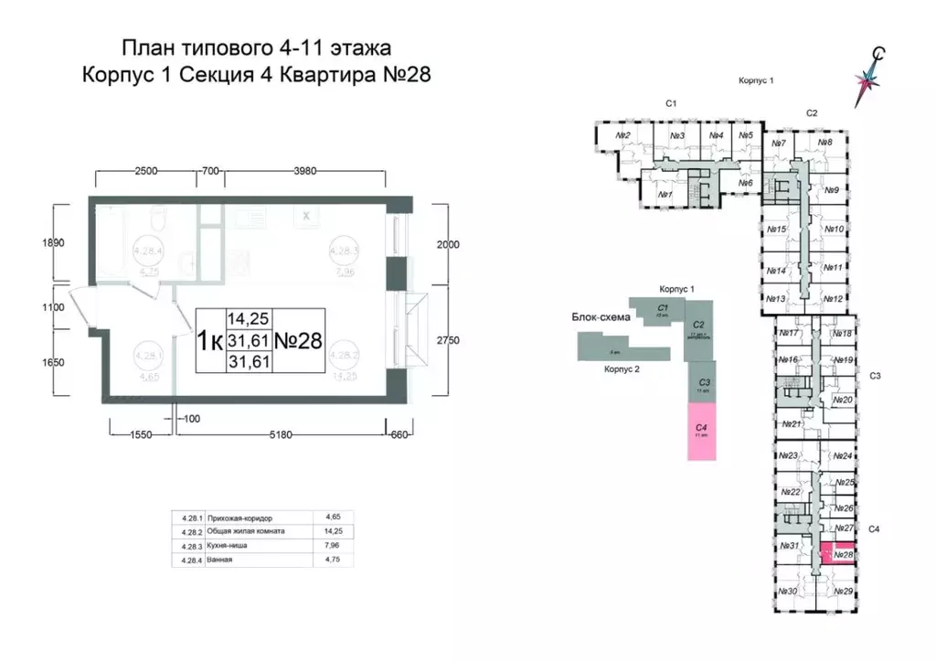 Студия Московская область, Наро-Фоминск ул. Курзенкова, 12 (31.61 м) - Фото 0