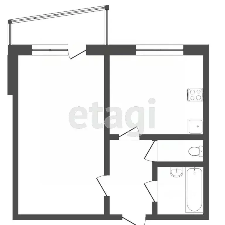 1-к кв. Тюменская область, Тюмень 6-й мкр, проезд 9 Мая, 2 (33.7 м) - Фото 1