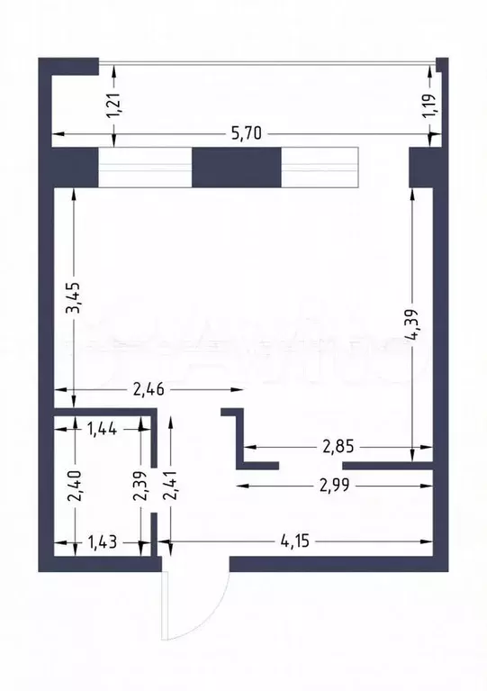 1-к. квартира, 35,8 м, 1/3 эт. - Фото 0
