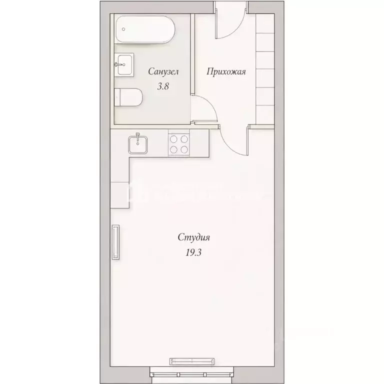 Студия Санкт-Петербург ул. Турку, 1к2 (25.5 м) - Фото 2