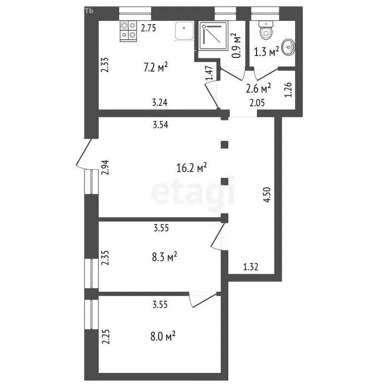 2-комнатная квартира: Феодосия, улица Энгельса, 16 (44.5 м) - Фото 1