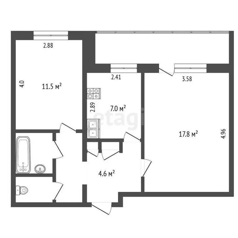 2-комнатная квартира: Череповец, Первомайская улица, 24 (48.1 м) - Фото 0