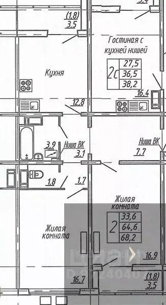 2-к кв. Воронежская область, Воронеж ул. Шишкова, 140Б/6 (68.2 м) - Фото 0