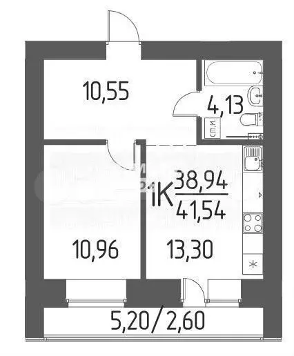 1-к. квартира, 41,5 м, 3/9 эт. - Фото 0