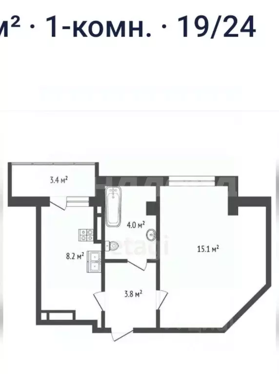 1-к кв. Ростовская область, Ростов-на-Дону ул. Герасименко, 17/2 (32.0 ... - Фото 2