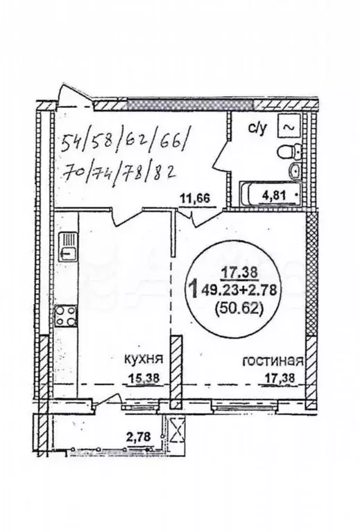 1-к. квартира, 51 м, 19/25 эт. - Фото 0