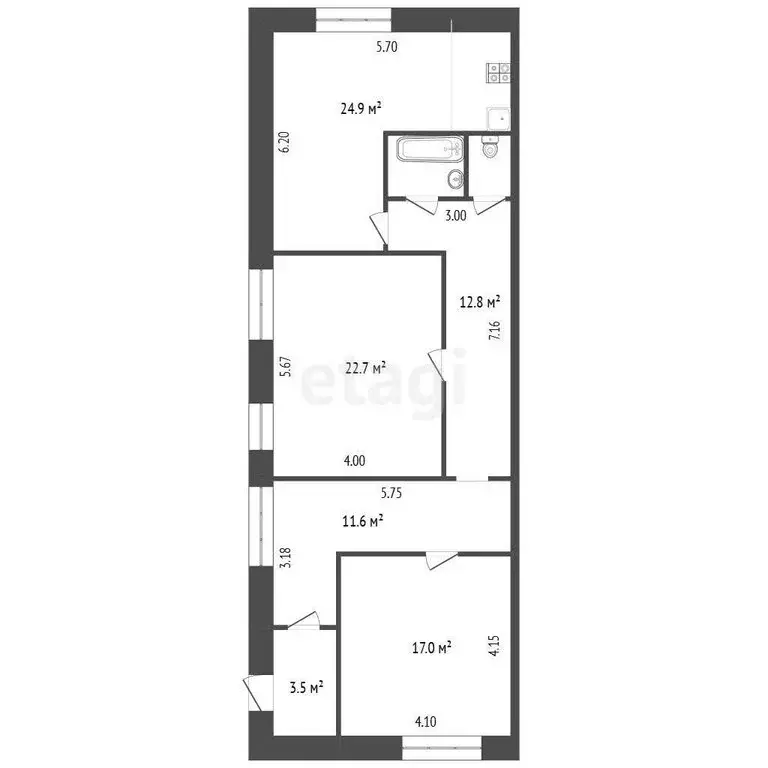 2-комнатная квартира: Новатор, Мелиоративная улица, 6 (97.2 м) - Фото 1