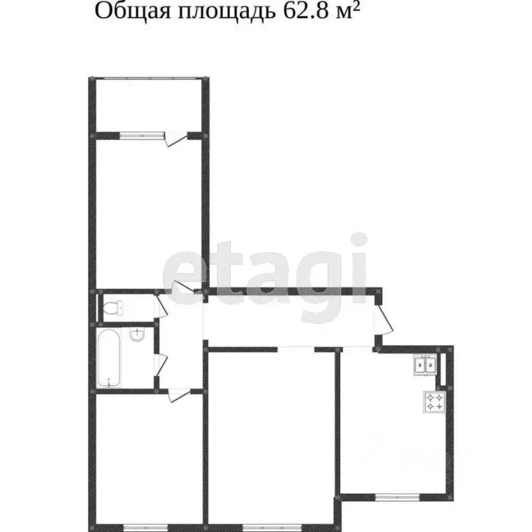 3-к кв. Калининградская область, Калининград Нарвская ул., 65 (62.0 м) - Фото 2