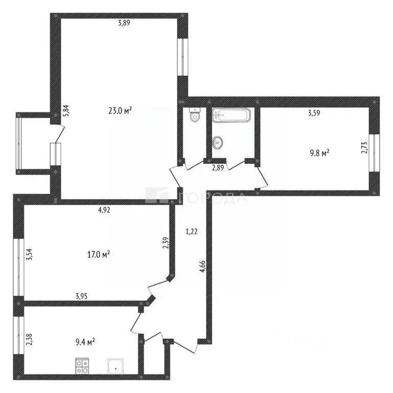 3-к кв. Алтайский край, Барнаул ул. Чкалова, 89 (75.6 м) - Фото 1