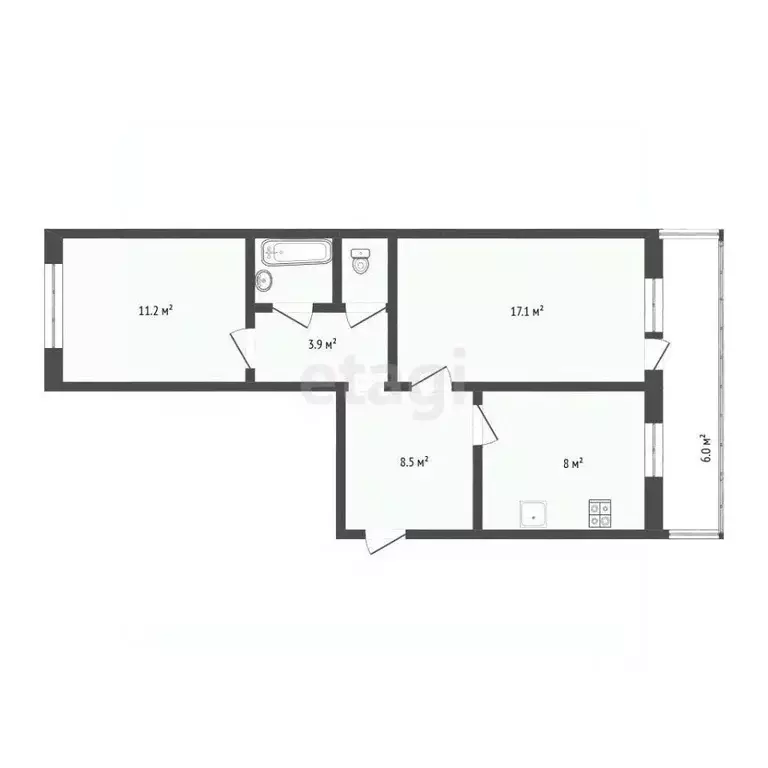 2-к кв. Вологодская область, Череповец ул. Наседкина, 11 (48.0 м) - Фото 1