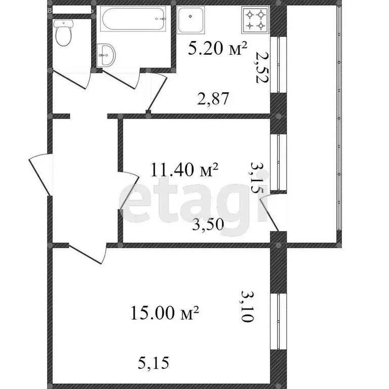 2-комнатная квартира: Белгород, бульвар Юности, 2 (46 м) - Фото 1