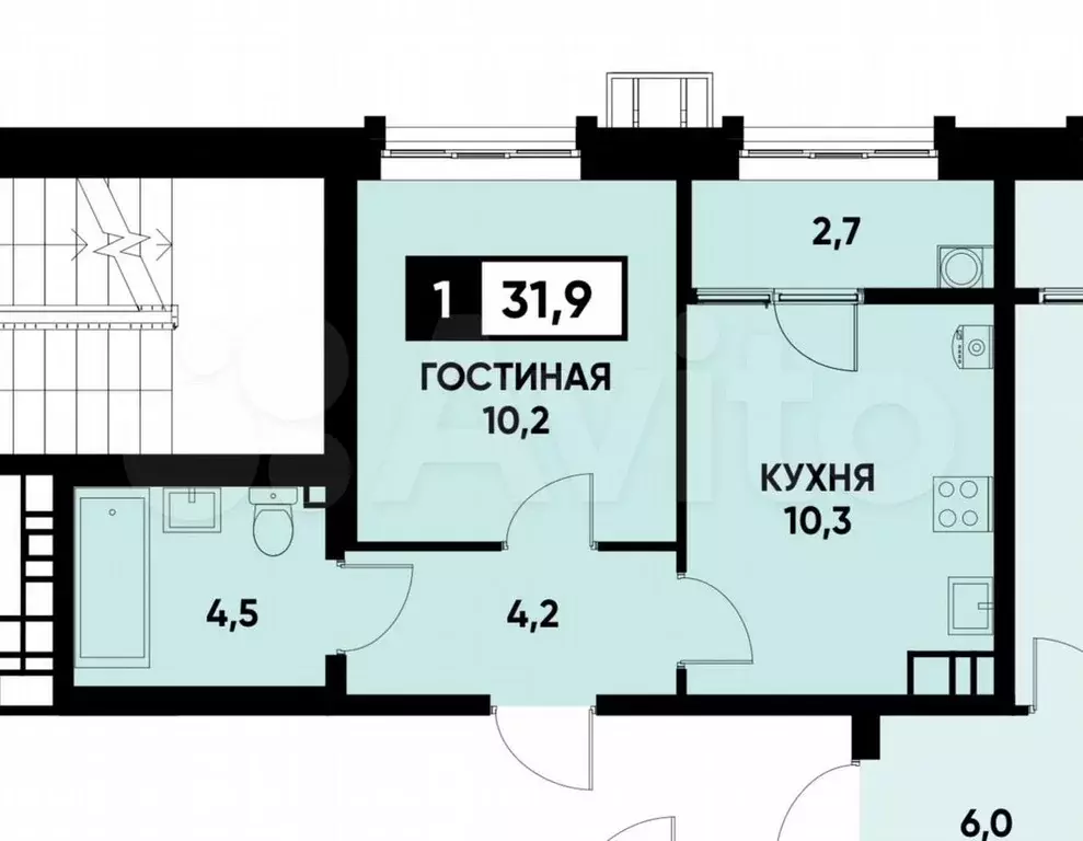 1-к. квартира, 32 м, 3/12 эт. - Фото 0