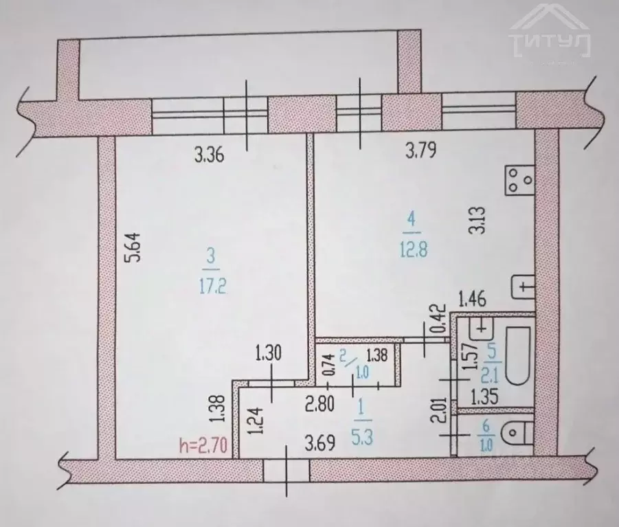 1-к кв. Алтайский край, Барнаул ул. Куета, 27А (39.4 м) - Фото 2