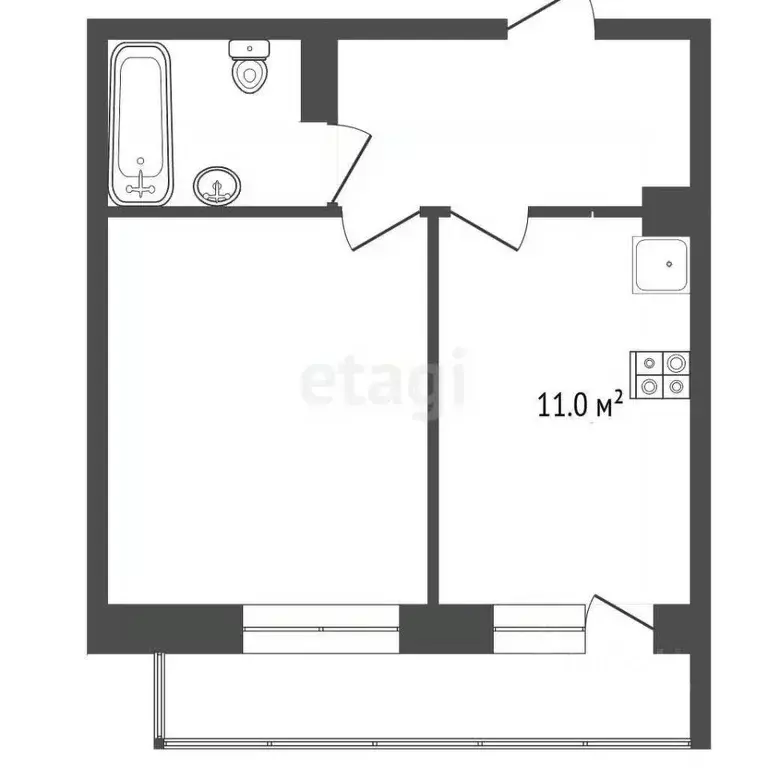 1-к кв. Тамбовская область, Тамбов ул. Агапкина, 25А (38.0 м) - Фото 2