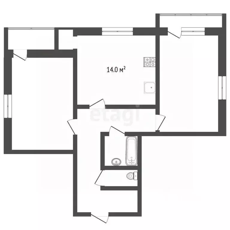 2-к кв. Забайкальский край, Чита ул. Фрунзе, 12 (83.9 м) - Фото 1
