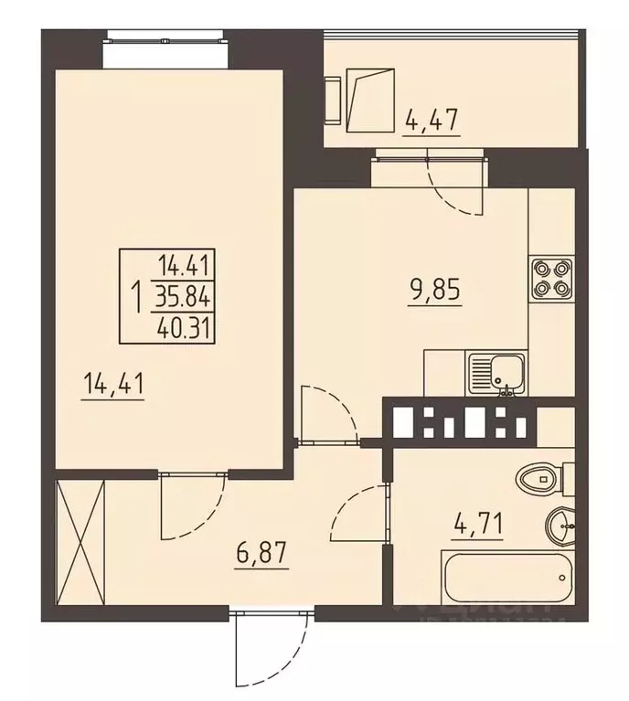 1-к кв. Иркутская область, Иркутск ул. Румянцева, 48 (40.31 м) - Фото 0