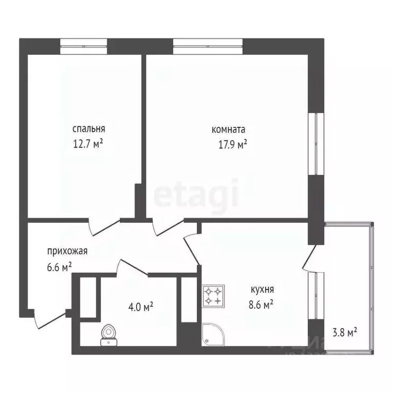 2-к кв. Красноярский край, Красноярск Свободный просп., 66Рк4 (50.9 м) - Фото 1