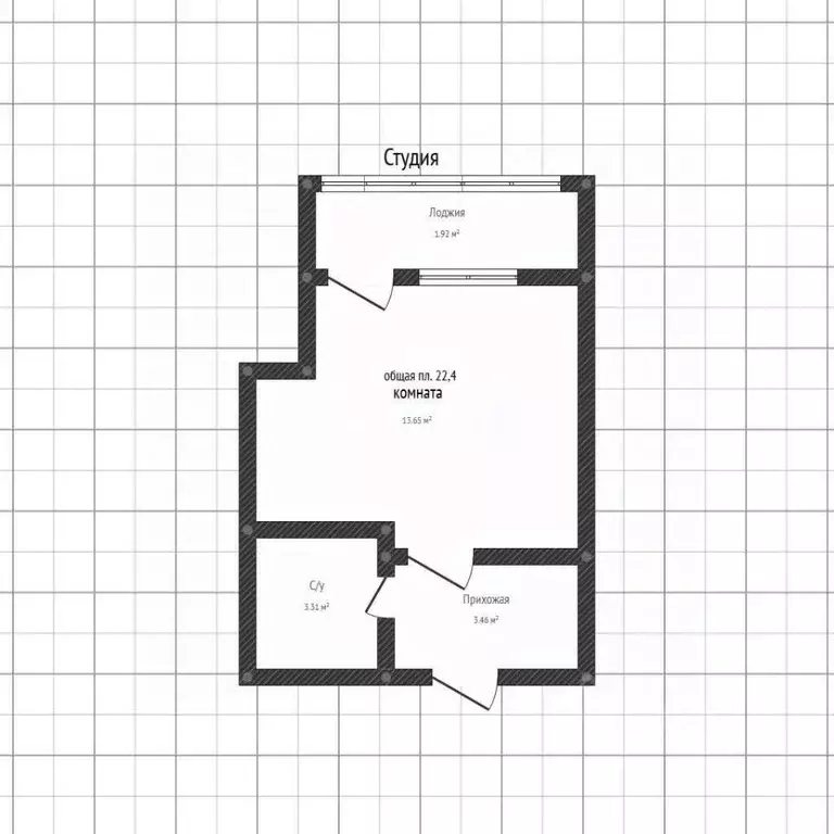 Студия Адыгея, Майкоп ул. К.А. Васильева, 1к4 (22.5 м) - Фото 2