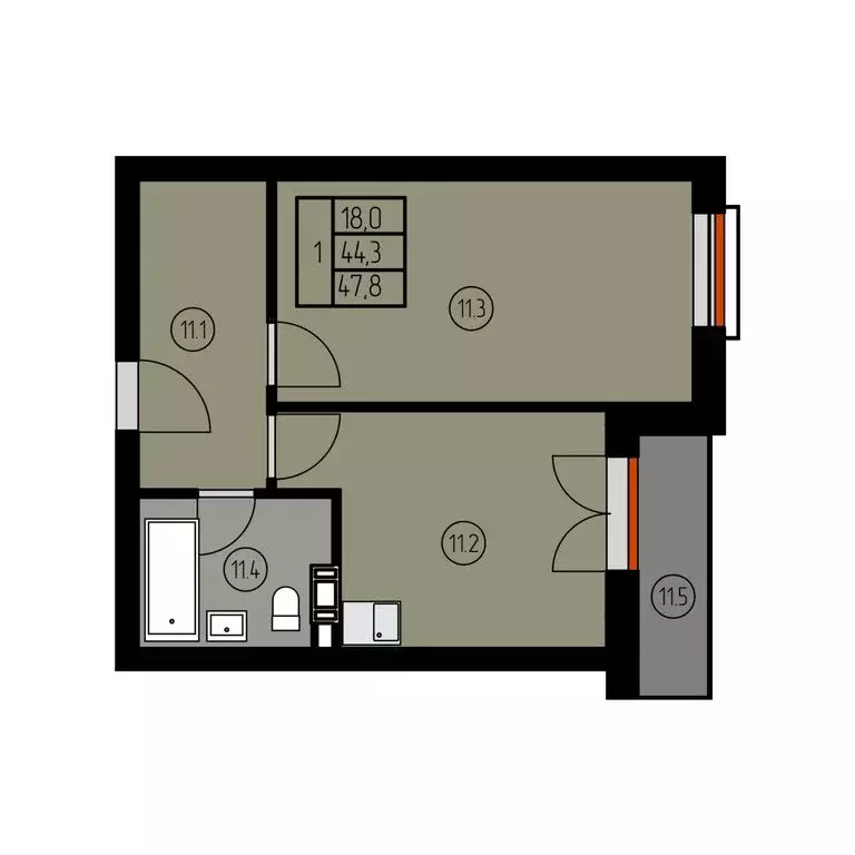 1-комнатная квартира: Лесное, КА Отрада Resort (47.8 м) - Фото 1