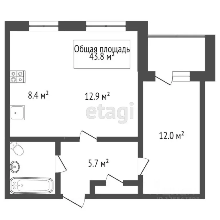 2-к кв. Новосибирская область, Новосибирск Кубовая ул., 115 (43.0 м) - Фото 1