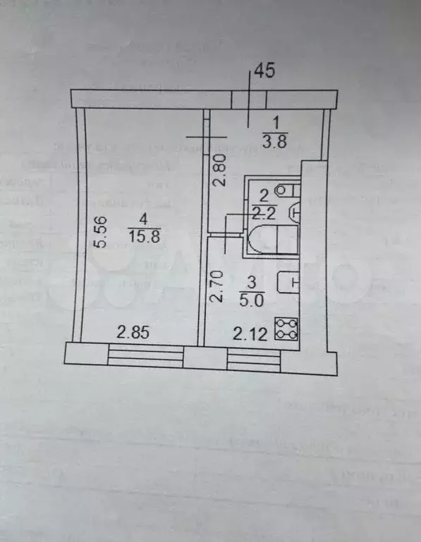 1-к. квартира, 27 м, 4/5 эт. - Фото 0
