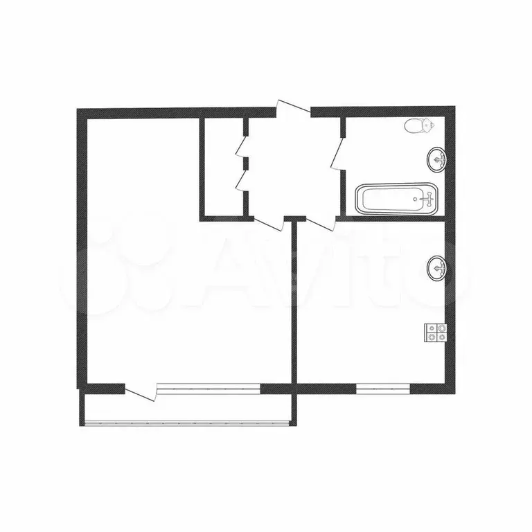 1-к. квартира, 32,8 м, 5/5 эт. - Фото 0