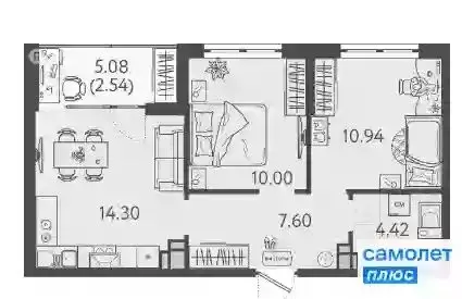 2-комнатная квартира: Краснодар, улица имени Б.С. Кудухова, 1 (48.9 м) - Фото 0