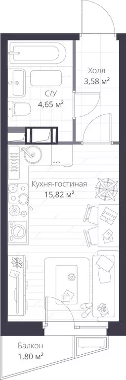 Квартира-студия: Сертолово, ЖК Верен Норт Сертолово (24.59 м) - Фото 0