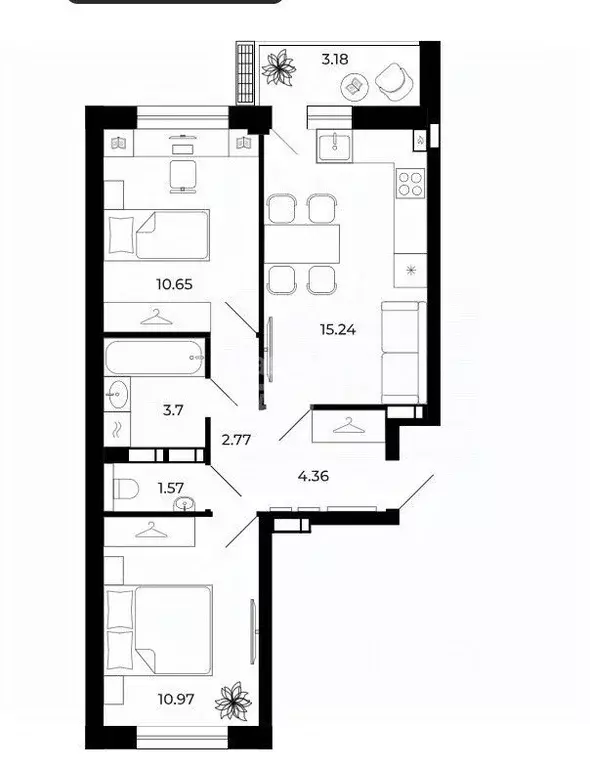 2-к кв. Липецкая область, Липецк Ленина-Соборная пл. (51.66 м) - Фото 2