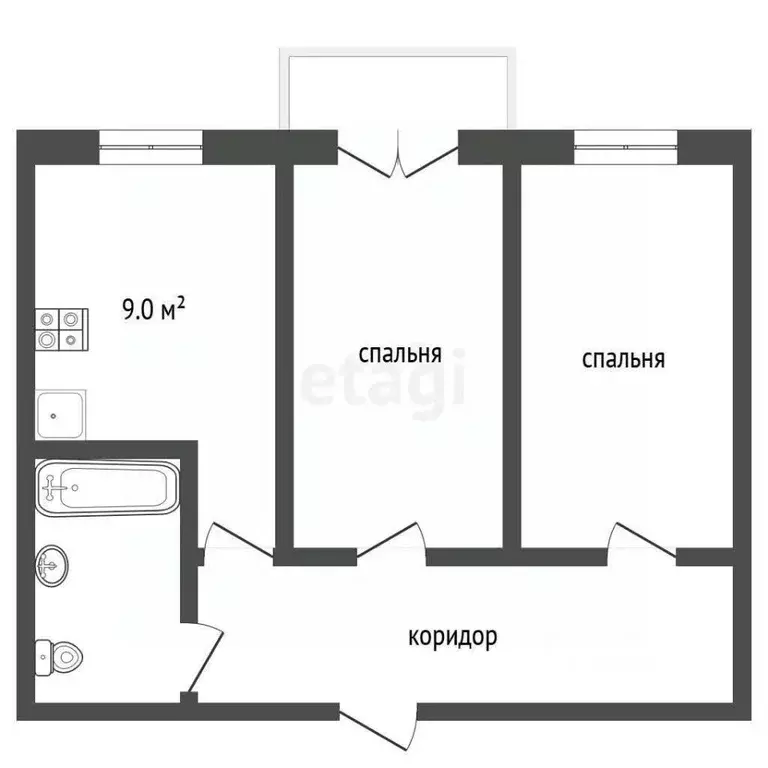 2-к кв. Ростовская область, Аксай Садовая ул., 8Б (50.3 м) - Фото 1