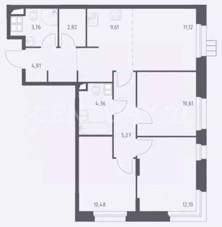 4-к кв. Москва № 2 кв-л, 5с3 (73.8 м) - Фото 2