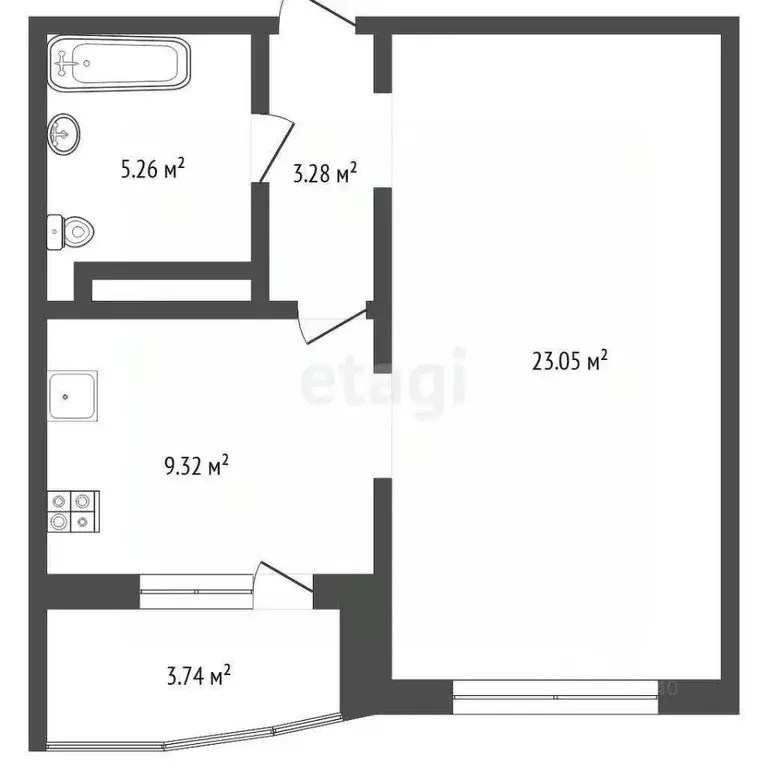 1-к кв. Тюменская область, Тюмень ул. Федюнинского, 58 (41.0 м) - Фото 2