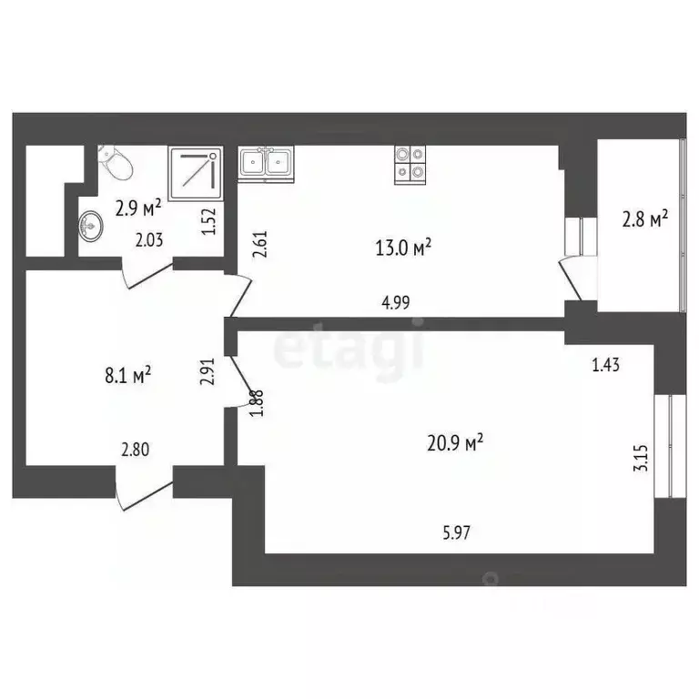1-к кв. Самарская область, Самара ул. Георгия Димитрова, 110Г (44.9 м) - Фото 2