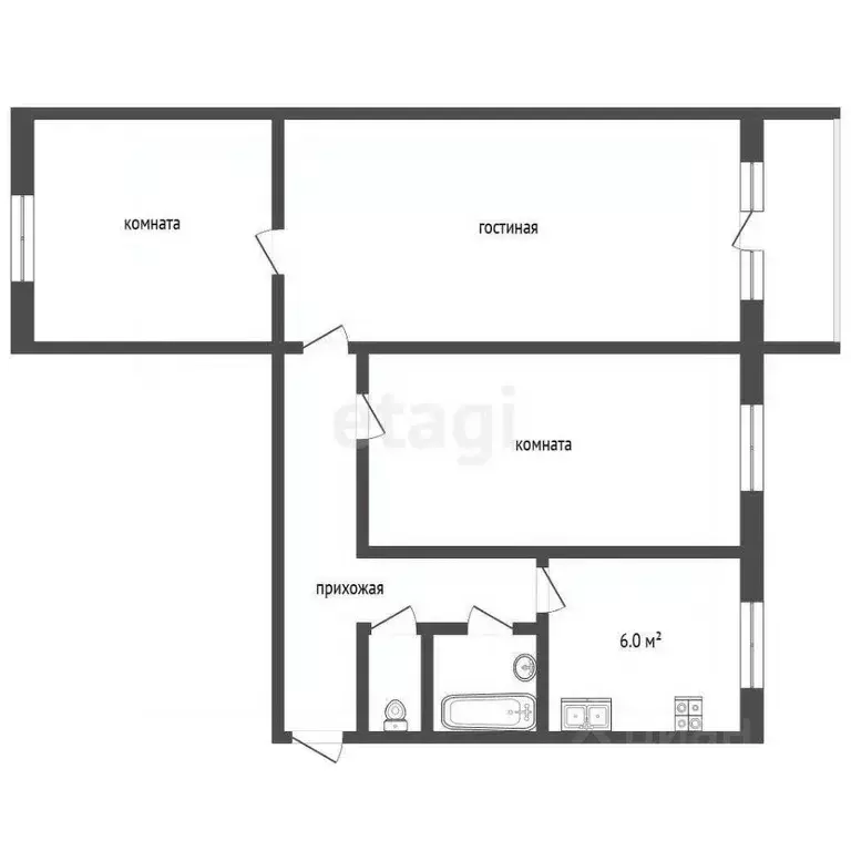 3-к кв. Челябинская область, с. Уйское ул. Пионерская, 34 (60.0 м) - Фото 2
