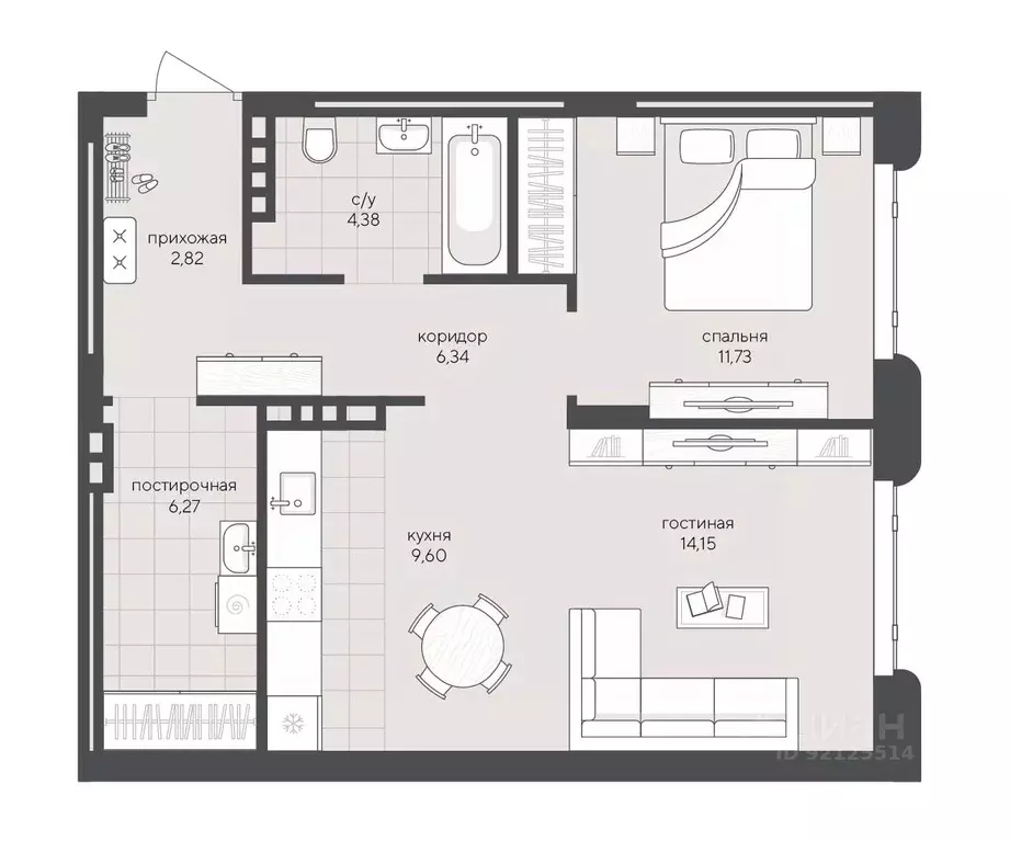 1-к кв. Новосибирская область, Новосибирск Кедровая ул., 79 (55.29 м) - Фото 0