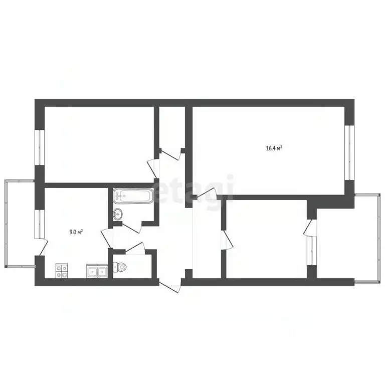 3-к кв. Крым, Саки ул. Крымская (68.0 м) - Фото 2