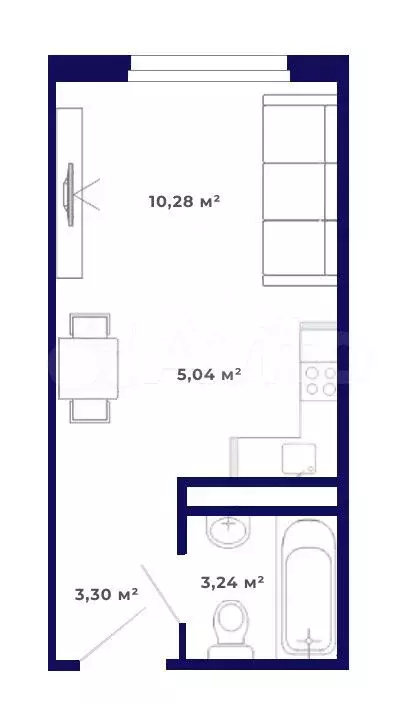 Квартира-студия, 21,9 м, 2/9 эт. - Фото 0