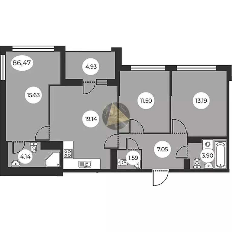 3-комнатная квартира: Санкт-Петербург, Суздальское шоссе, 8 (86.47 м) - Фото 1