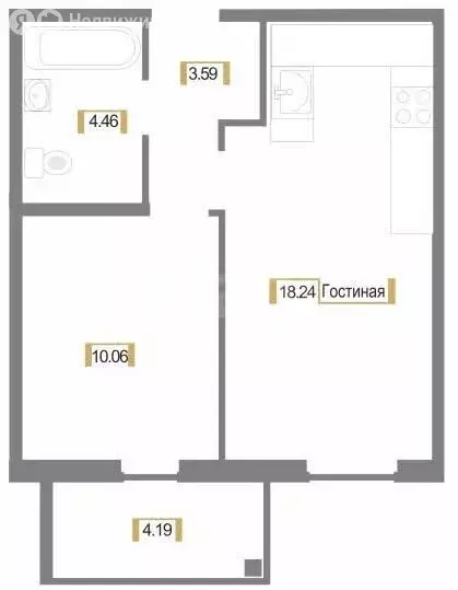 1-комнатная квартира: Псковский район, Завеличенская волость, деревня ... - Фото 1