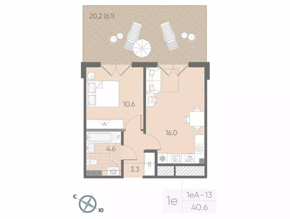 1-комнатная квартира: Шушары, ЖК Пулково Lake (40.6 м) - Фото 0
