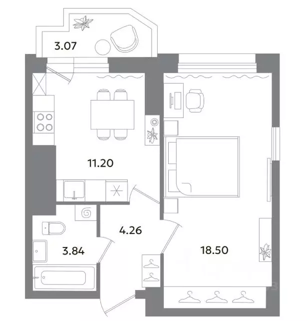 1-к кв. Санкт-Петербург ул. Кустодиева, 7к1 (42.1 м) - Фото 1