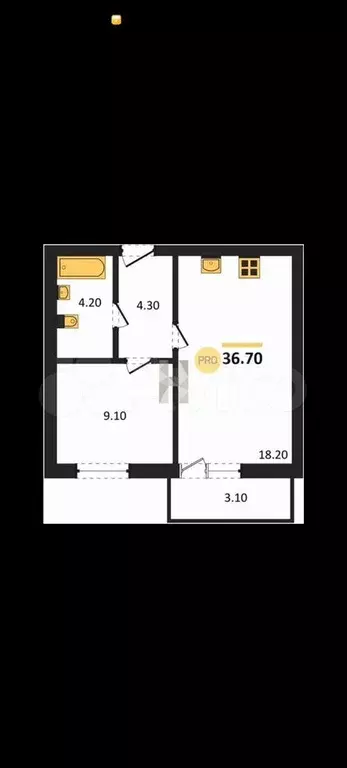 1-к. квартира, 36,7 м, 5/8 эт. - Фото 1