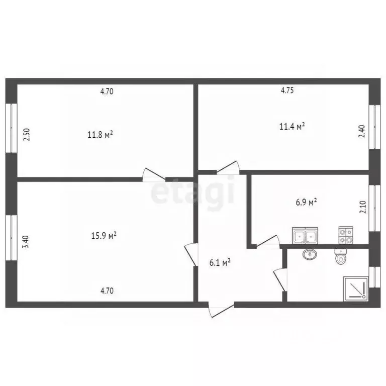 3-к кв. Вологодская область, Вологда Осановский проезд, 9А (55.0 м) - Фото 2