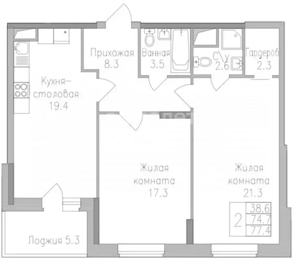 3-комнатная квартира: Липецк, ЖК Поколение (77.4 м) - Фото 0