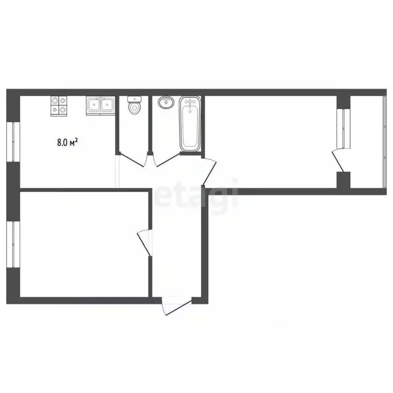 2-к кв. Ямало-Ненецкий АО, Муравленко ул. Ленина, 96 (51.0 м) - Фото 1